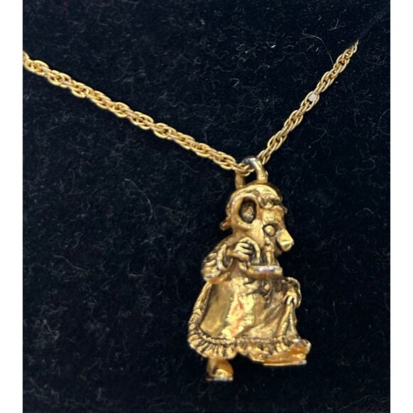 Franklin Mint The Littlest Mouse Necklace with Pendant Gold Plated Vintage 1984 - Picture 2 of 7